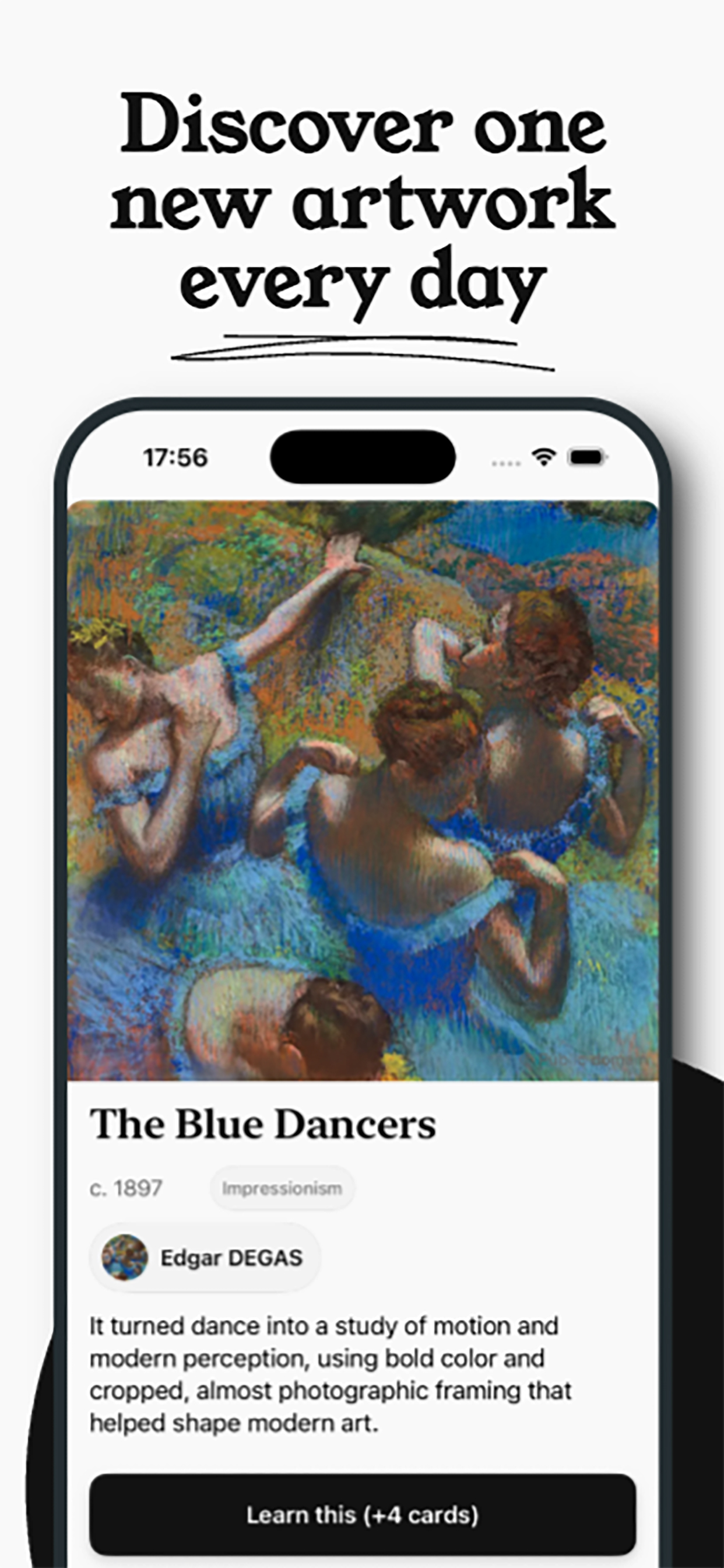 Kimp app screenshot showing the daily artwork